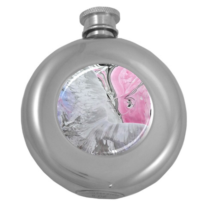 Abstract marbling collage Round Hip Flask (5 oz)