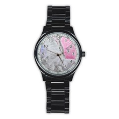 Abstract marbling collage Stainless Steel Round Watch