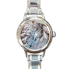 Painted feathers Round Italian Charm Watch