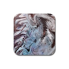 Painted feathers Rubber Coaster (Square) 