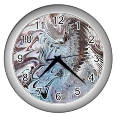 Painted feathers Wall Clock (Silver)