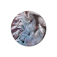 Painted feathers Rubber Coaster (Round) 