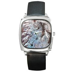 Painted feathers Square Metal Watch