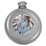 Painted feathers Round Hip Flask (5 oz) Front