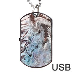 Painted Feathers Dog Tag Usb Flash (one Side) by kaleidomarblingart