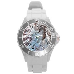 Painted feathers Round Plastic Sport Watch (L)