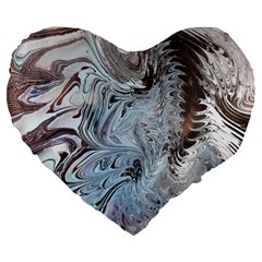 Painted feathers Large 19  Premium Flano Heart Shape Cushions