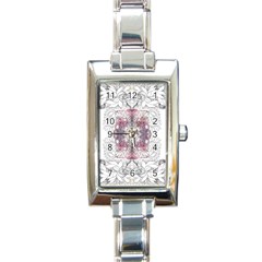 Inked Petals Rectangle Italian Charm Watch by kaleidomarblingart