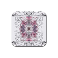 Inked Petals Rubber Square Coaster (4 Pack)  by kaleidomarblingart