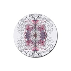 Inked Petals Rubber Round Coaster (4 Pack)  by kaleidomarblingart