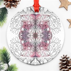 Inked Petals Round Ornament (two Sides) by kaleidomarblingart