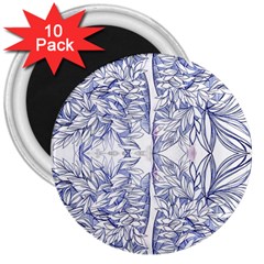 Blue Biro Ornate 3  Magnets (10 Pack)  by kaleidomarblingart