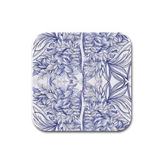 Blue Biro Ornate Rubber Square Coaster (4 Pack)  by kaleidomarblingart