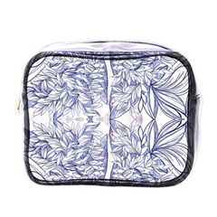 Blue Biro Ornate Mini Toiletries Bag (one Side) by kaleidomarblingart