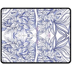 Blue Biro Ornate Double Sided Fleece Blanket (medium)  by kaleidomarblingart