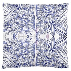 Blue Biro Ornate Large Flano Cushion Case (one Side) by kaleidomarblingart