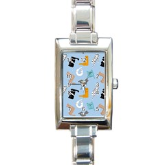 Unusual And Funny Tetris Cats Rectangle Italian Charm Watch by SychEva