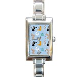 Unusual And Funny Tetris Cats Rectangle Italian Charm Watch Front