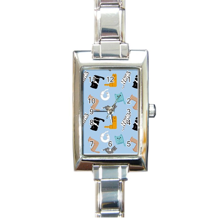 Unusual And Funny Tetris Cats Rectangle Italian Charm Watch