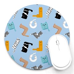 Unusual And Funny Tetris Cats Round Mousepads by SychEva