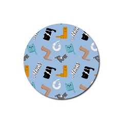 Unusual And Funny Tetris Cats Rubber Coaster (round)  by SychEva