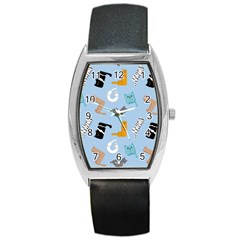 Unusual And Funny Tetris Cats Barrel Style Metal Watch by SychEva