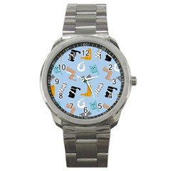 Unusual And Funny Tetris Cats Sport Metal Watch by SychEva