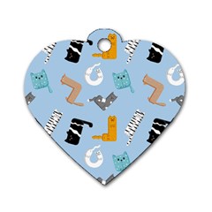 Unusual And Funny Tetris Cats Dog Tag Heart (two Sides) by SychEva