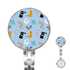 Unusual And Funny Tetris Cats Stainless Steel Nurses Watch by SychEva