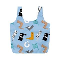 Unusual And Funny Tetris Cats Full Print Recycle Bag (m) by SychEva