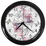 Mixed media ink drawing Wall Clock (Black) Front