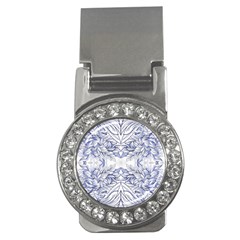 Blue Biro Arabesque  Money Clips (cz)  by kaleidomarblingart