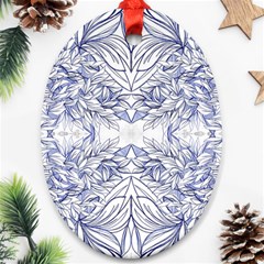 Blue Biro Arabesque  Oval Ornament (two Sides) by kaleidomarblingart