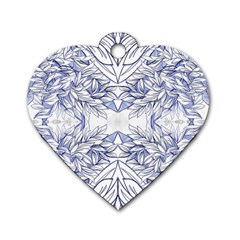 Blue Biro Arabesque  Dog Tag Heart (one Side) by kaleidomarblingart