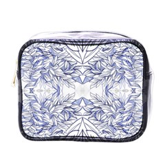 Blue Biro Arabesque  Mini Toiletries Bag (one Side) by kaleidomarblingart