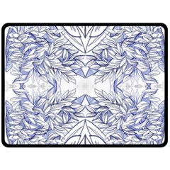 Blue Biro Arabesque  Fleece Blanket (large)  by kaleidomarblingart