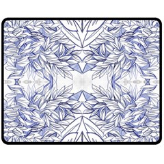 Blue Biro Arabesque  Fleece Blanket (medium)  by kaleidomarblingart