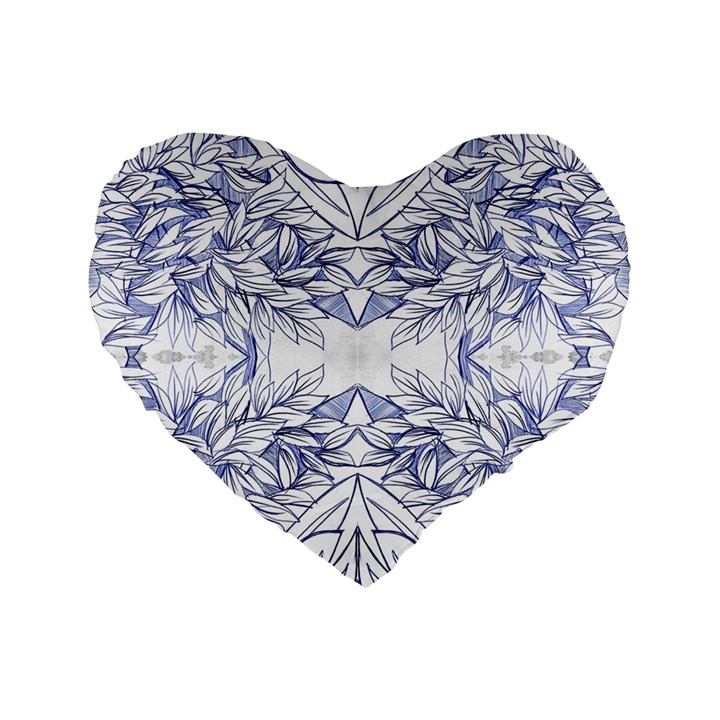 Blue biro arabesque  Standard 16  Premium Heart Shape Cushions