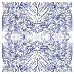 Blue Biro Arabesque  Wooden Puzzle Square by kaleidomarblingart