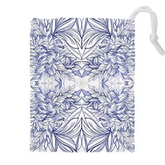 Blue Biro Arabesque  Drawstring Pouch (4xl) by kaleidomarblingart