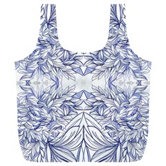 Blue Biro Arabesque  Full Print Recycle Bag (xxl) by kaleidomarblingart