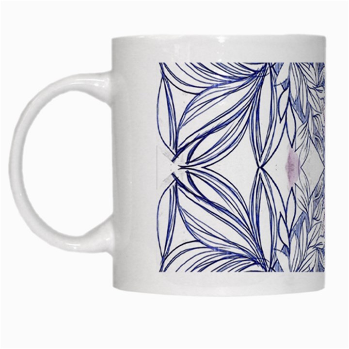 Blue biro patterns White Mugs