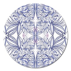 Blue Biro Patterns Magnet 5  (round) by kaleidomarblingart