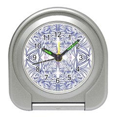 Blue Biro Patterns Travel Alarm Clock by kaleidomarblingart