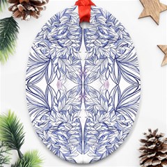 Blue Biro Patterns Oval Ornament (two Sides) by kaleidomarblingart