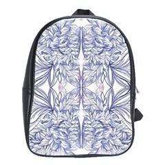 Blue Biro Patterns School Bag (large) by kaleidomarblingart