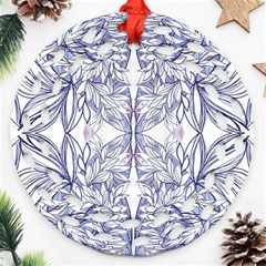 Blue Biro Patterns Ornament (round Filigree) by kaleidomarblingart