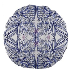 Blue Biro Patterns Large 18  Premium Round Cushions by kaleidomarblingart