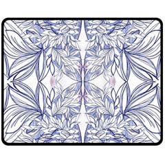 Blue Biro Patterns Double Sided Fleece Blanket (medium)  by kaleidomarblingart