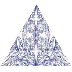 Blue Biro Patterns Wooden Puzzle Triangle by kaleidomarblingart